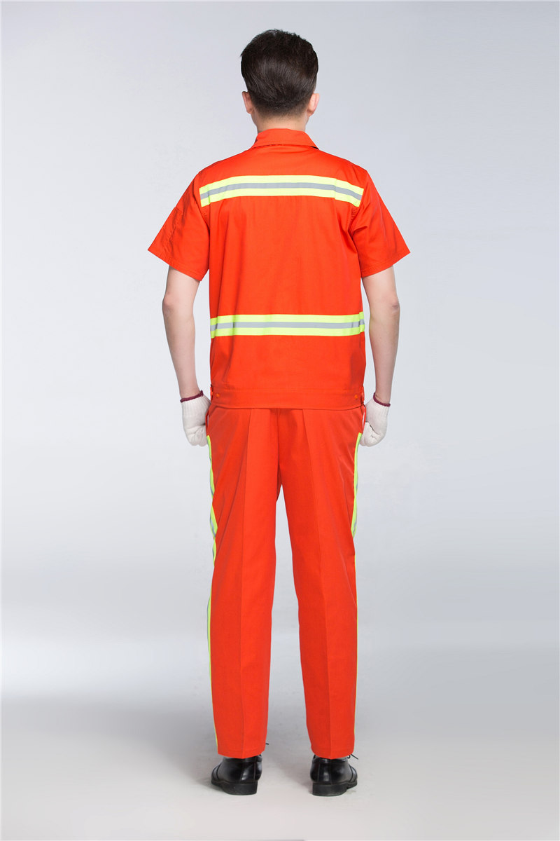 工程服订做|橘色绿条反光条半袖|高速路政施工服