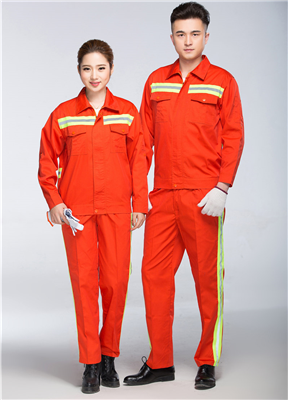 工程服订做|橘色绿条反光条长袖|环卫工地施工劳保服
